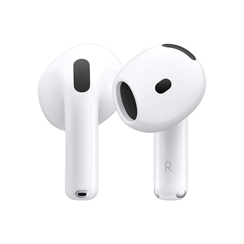 Apple AirPods 4 Wireless Earbuds, Bluetooth Headphones, Personalized Spatial Audio, Sweat and Water Resistant, USB-C Charging Case, H2 Chip, Up to 30 Hours of Battery Life, Effortless Setup f