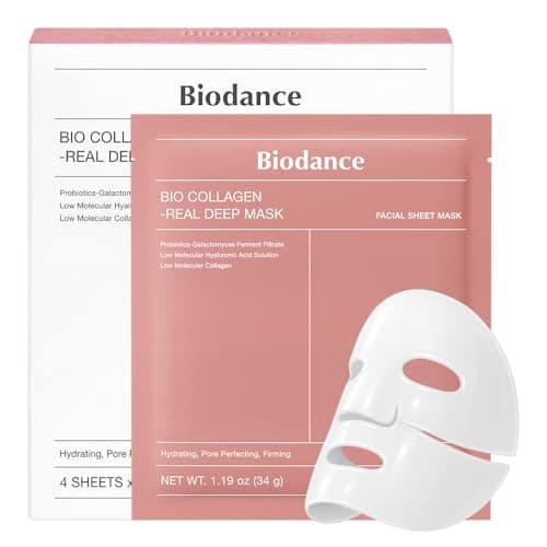 BIODANCE Bio-Collagen Real Deep Mask, Hydrating Overnight Hydrogel Mask, Pore Minimizing, Elasticity, Plumping Improvement, Korean Skincare, Stocking Stuffers for Teen Girls | 1.19oz(34g) x 4