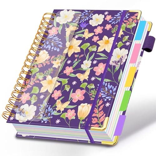 Spiral Journal Notebook for Work, 300 Pages 5 Subject Notebook College Ruled with Dividers & Tabs, 8''x 10'' Large Cute Notebooks Journal for Women Students Note