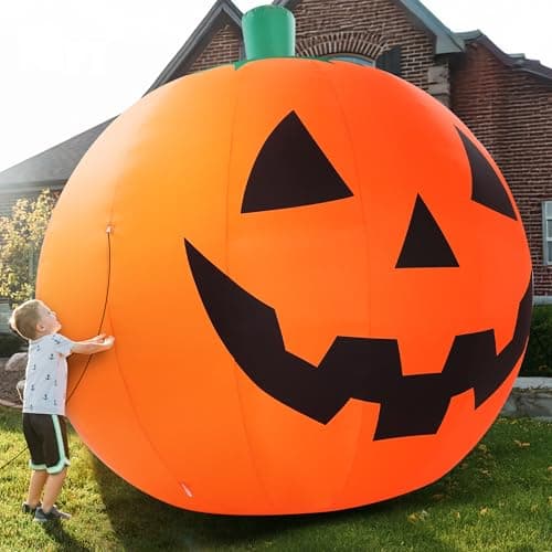 ZPISF 10 FT Halloween Inflatables Giant Pumpkin with Rotating LEDs Outdoor Decorations, Blow Up Pumpkin Halloween Yard Decorations for Front Lawn Garden Decor